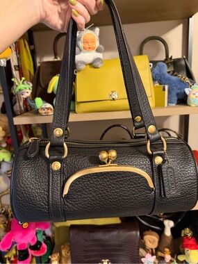 Coach Large Kisslock Barrel Bag in Black
